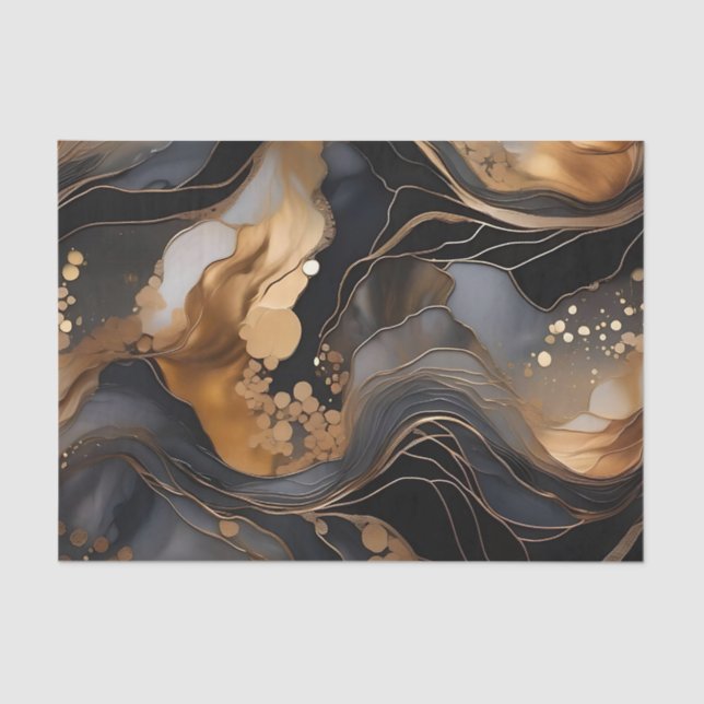 Papel De Seda Plata dorada y cobre en negro (Anverso)