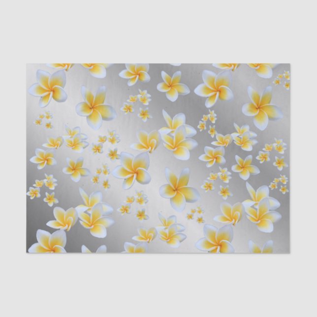 Papel De Seda plateado, asiático, amarillo, blanco, flor, brilla (Anverso)