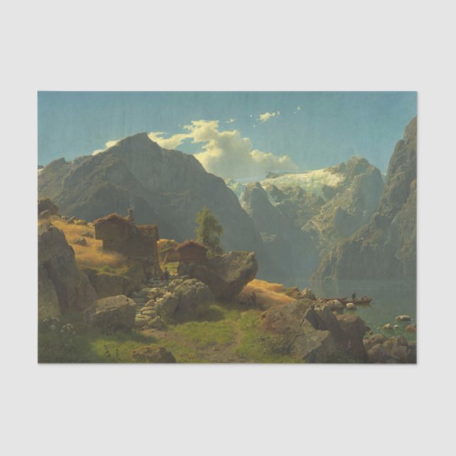 Papel De Seda Playa de Bale, Hans Fredrik Gude (Anverso)