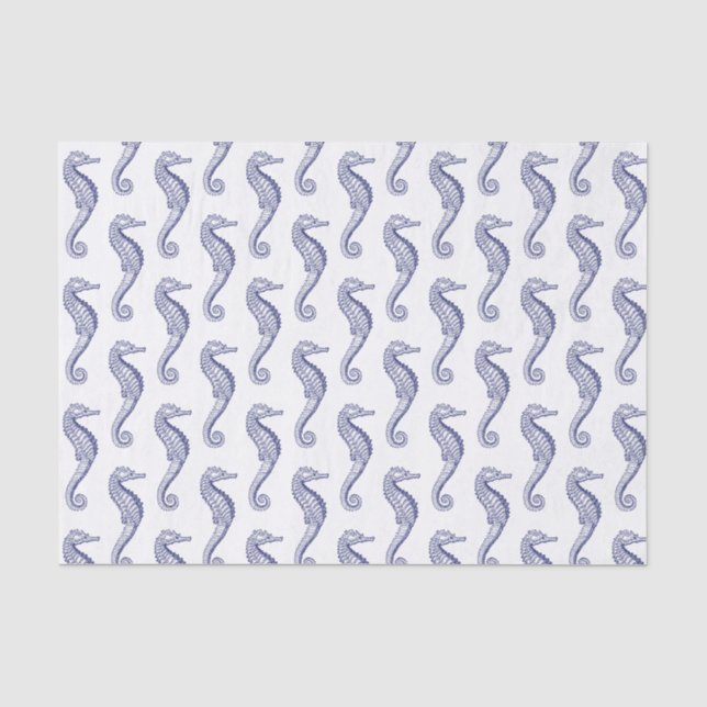Papel De Seda Playa de caballitos de mar tema - Azul (Anverso)