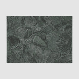 Papel De Seda Playa de conchas de mar costeras verde metálico má