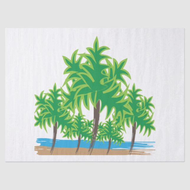 Papel De Seda Playa de Isla Tropical Palm Trees (Anverso)