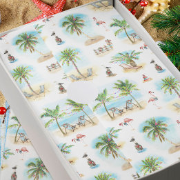 Papel De Seda Playa de Palm Trees para Navidades Tropicales