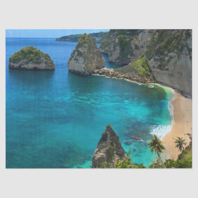 Papel De Seda Playa de Paradise, Isla Tropical (Anverso)