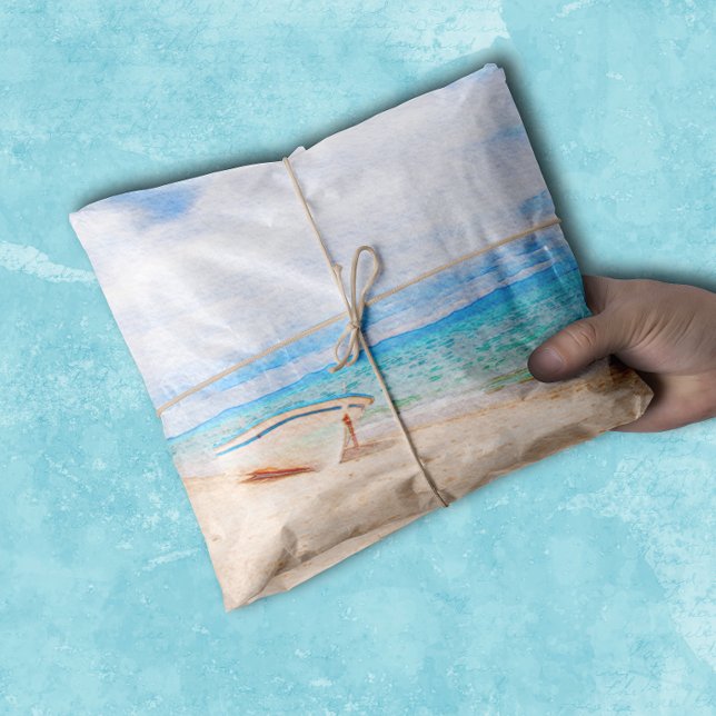 Papel De Seda Playa de Paraíso Tropical Acuarela (Subido por el creador)