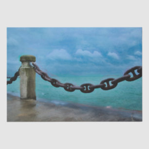 Papel De Seda Playa de verano náutica frente a aguas Verde azula