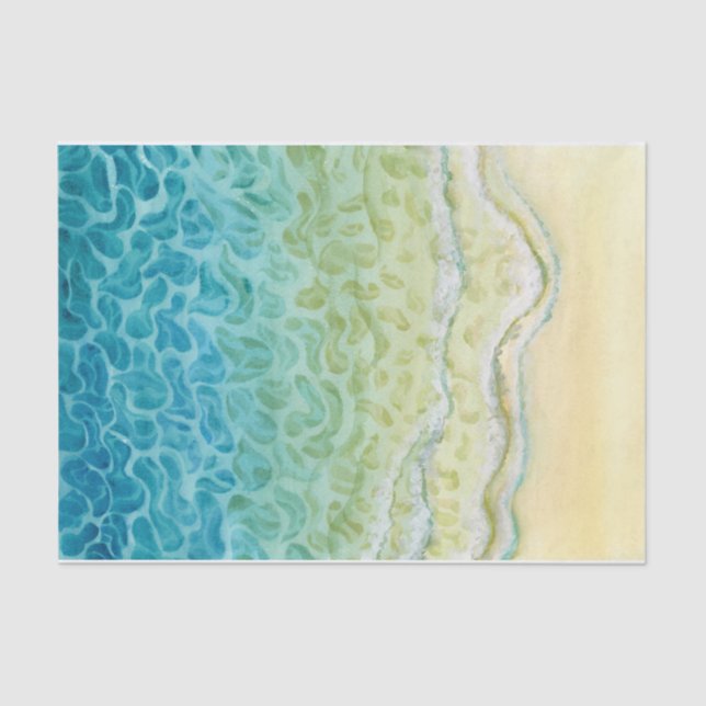 Papel De Seda Playa del Océano Acuarela (Anverso)