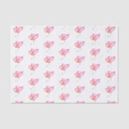 Papel De Seda Playa del Patrón de Acuarela Flamingo Rosa