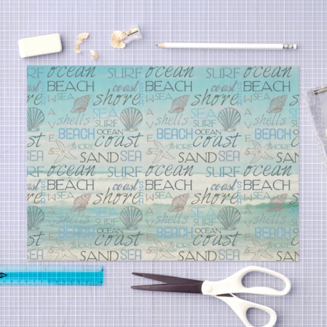 Papel De Seda Playa Oleaje Arena Mar (Artesanía)