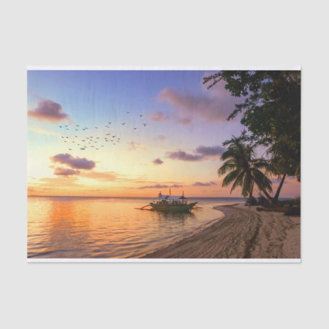 Papel De Seda Playa Tropical Tahití Island Sunset (Anverso)