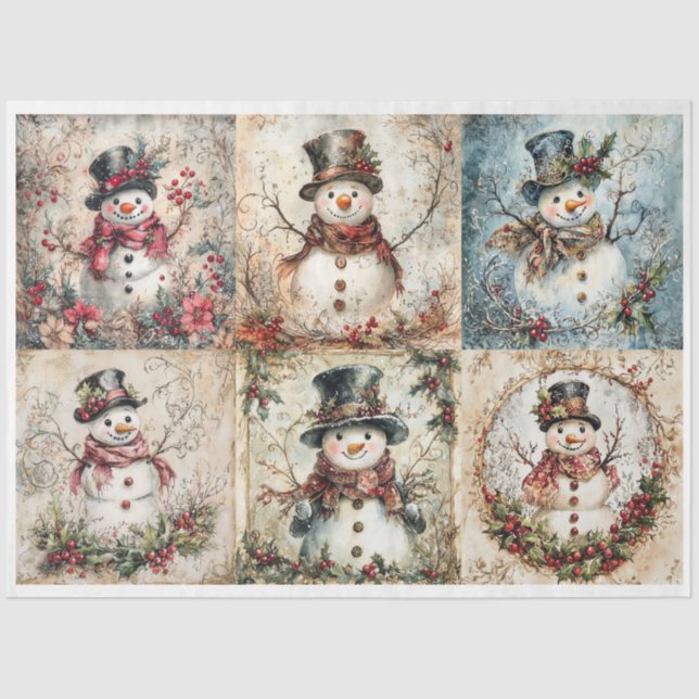 Papel De Seda Plaza de Navidades de Snowman (Anverso)