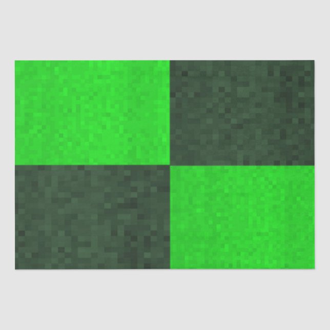 Papel De Seda Plazas De Mosaico De Dos Tonos Verdes, (Anverso)