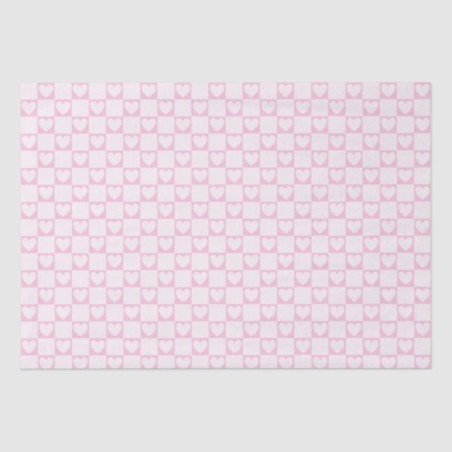 Papel De Seda Plazas elegantes de corazones rosa muy blandos (Anverso)
