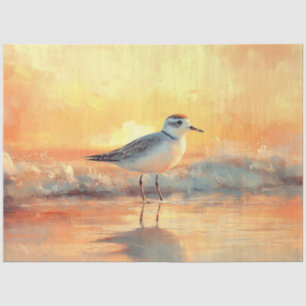 Papel De Seda Plover de pie en olas durante decoupage de puesta 