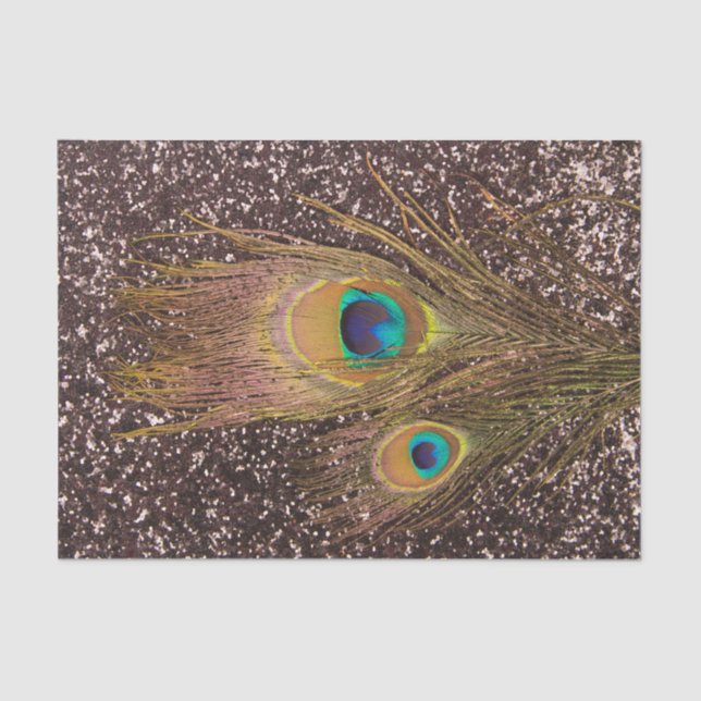 Papel De Seda Pluma de Pavo Real Con Brillos (Anverso)