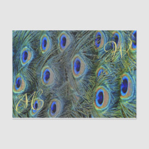 Papel De Seda Pluma de pavo real monogramable