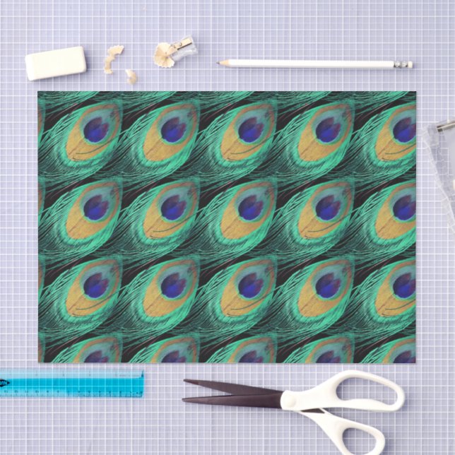 Papel De Seda Pluma de pavo real personalizada (Artesanía)
