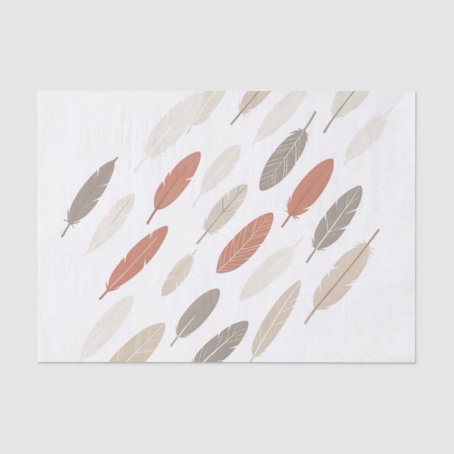 Papel De Seda Plumas Boho Óxido Diagonal (Anverso)