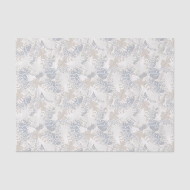 Papel De Seda plumas de búho, gris, beige y azul, pájaro, luz, (Anverso)