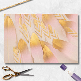 Papel De Seda Plumas de flecha rosadas de oro nupcial