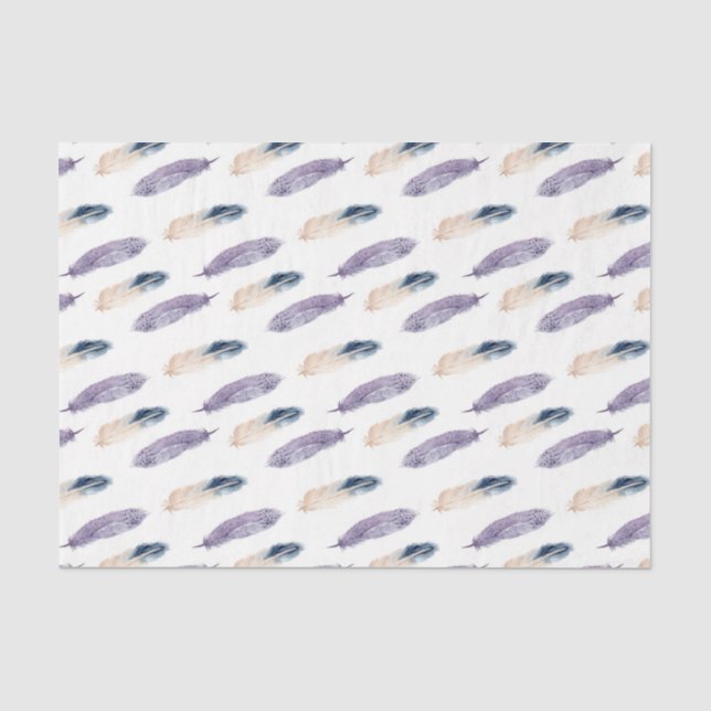 Papel De Seda Plumas Moradas (Diseño 6 de la Serie Morada) (Anverso)