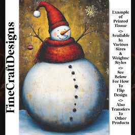 Papel De Seda Plump Round Happy Jolly Snowman BA7 Decoupage