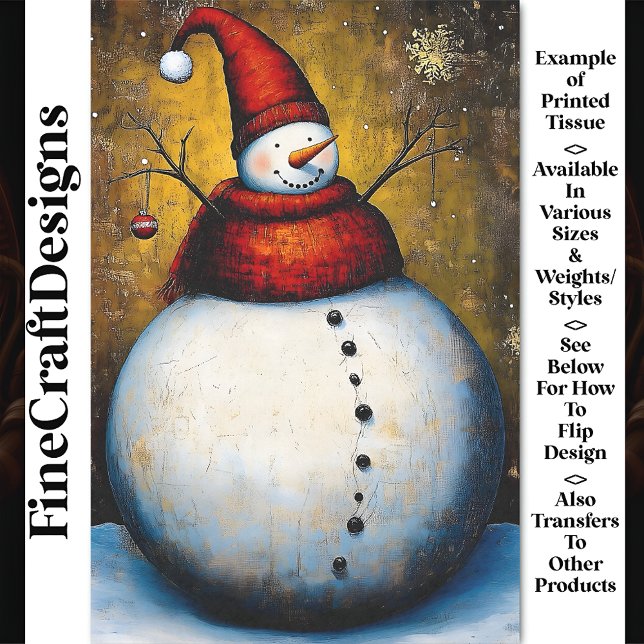 Papel De Seda Plump Round Happy Jolly Snowman BA7 Decoupage (Subido por el creador)