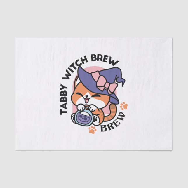 Papel De Seda Poción de Bruja Atigrada – Diseño de Gato de Hallo (Anverso)