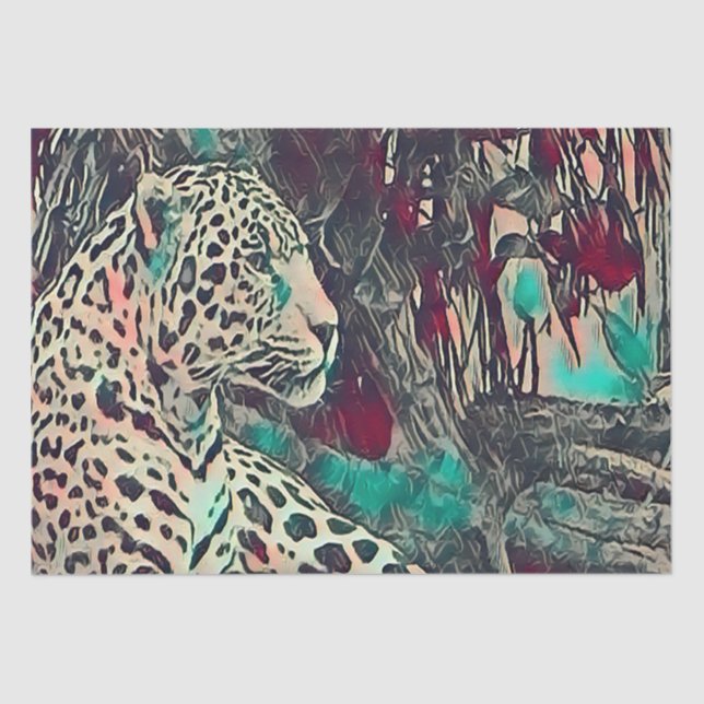 Papel De Seda Poderoso Ilustracion Jaguar en reposo (Anverso)