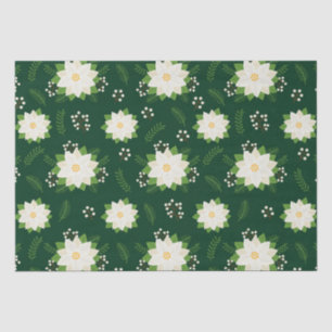 Papel De Seda Poinsettia Blanca Bonita de Invierno sobre Patrón 