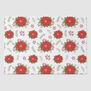 Papel De Seda Poinsettia de invierno rojo bonito sobre el patrón