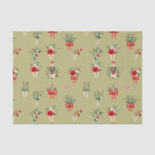 Papel De Seda Poinsettia de Navidad vintage, adorno, cascanueces