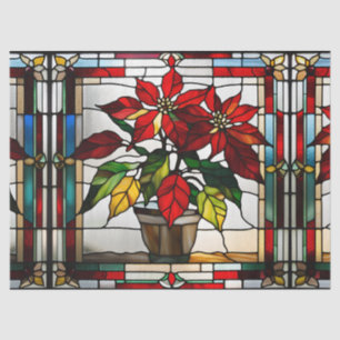 Papel De Seda Poinsettia de Vidrio Teñido Falso para Manualidade