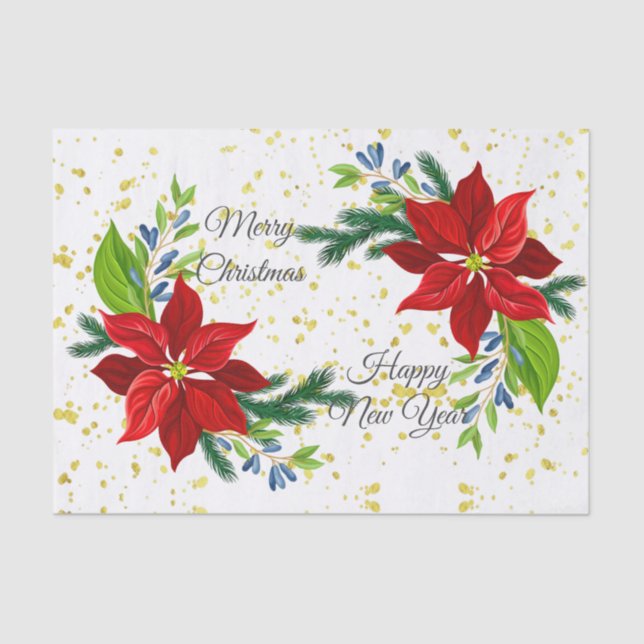 Papel De Seda Poinsettia Floral Bouquet, Navidades de Decoupage (Anverso)