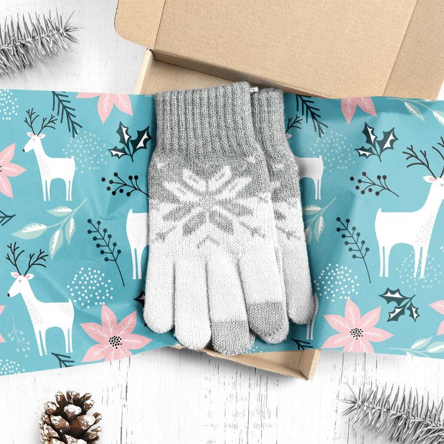 Papel De Seda Poinsettia floral de renos Navidades caprichosos (Subido por el creador)