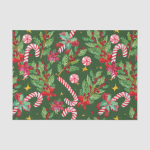 Papel De Seda Poinsettia Navideña Festiva, Bayas de Acebo, Caram
