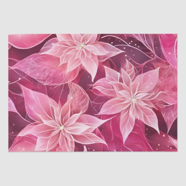 Papel De Seda Poinsettia rosa suave (Anverso)