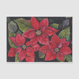 Papel De Seda Poinsettia vibrante en acuarela