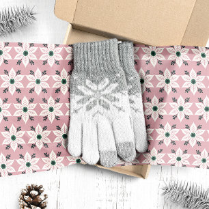 Papel De Seda Poinsettias Blancas en Navidad Rosa