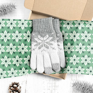 Papel De Seda Poinsettias Blancas en Navidad Verde