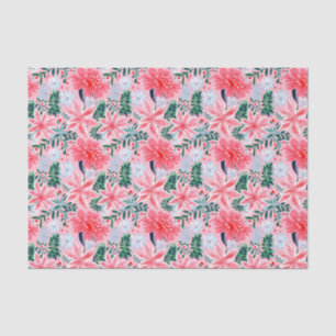 Papel De Seda Poinsettias de Navidades verdes rosados y precoces