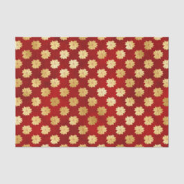 Papel De Seda Poinsettias de oro navidades en rojo