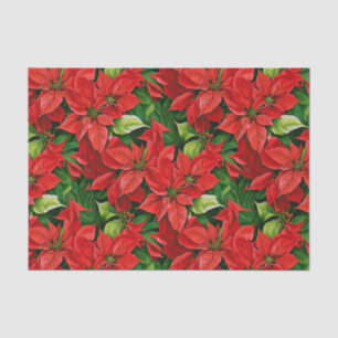 Papel De Seda Poinsettias y hojas holly