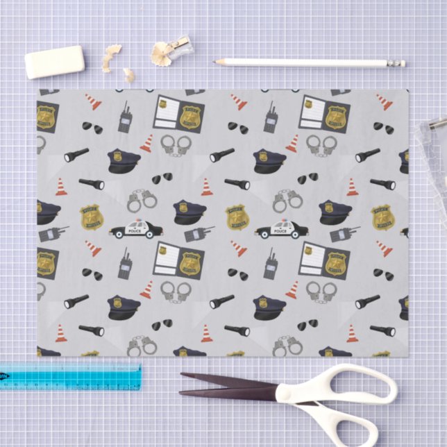 Papel De Seda Police Themed Policeman Cop Pattern (Artesanía)