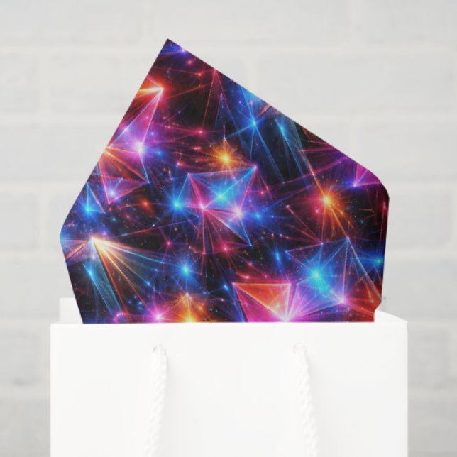 Papel De Seda Polígono de neón abstracto con explosiones (Bolsa de regalo)