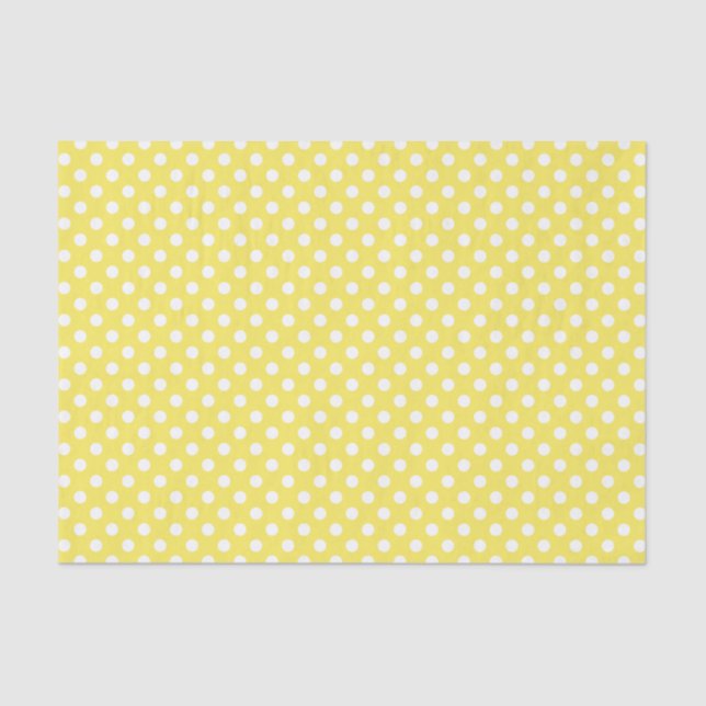 Papel De Seda Polka blanco sobre fondo amarillo de maíz (Anverso)