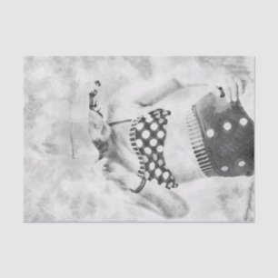 Papel De Seda Polka Dot Bikini, Chica retro blanco negro vintage