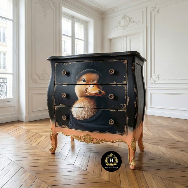 Papel De Seda Pollito Chic en Sombrero Negro Decoupage (Subido por el creador)