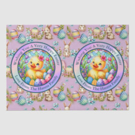 Papel De Seda Pollito de Pascua Adorable, Flores y Huevos Colori