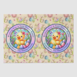 Papel De Seda Pollito de Pascua Adorable, Flores y Huevos Colori